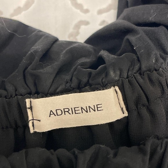 Adrienne Black Cotton Off the Shoulder Lined Dress Small‎ Pre-Owned - Picture 5 of 7